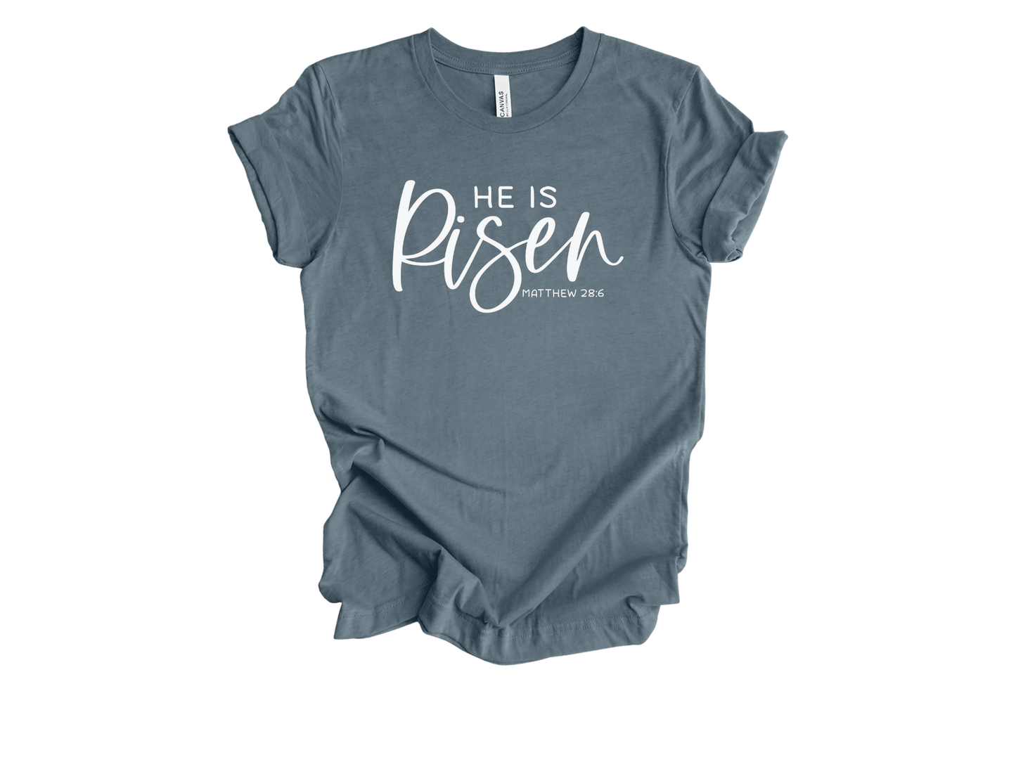 He is Risen in White Christian Graphic Tee