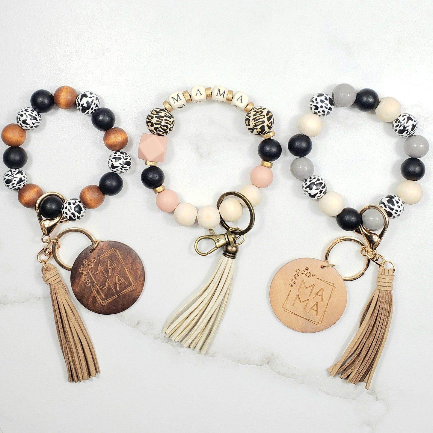 Mama Beaded Keychain Wristlet