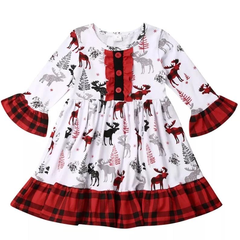 Plaid Moose and Ruffles Dress