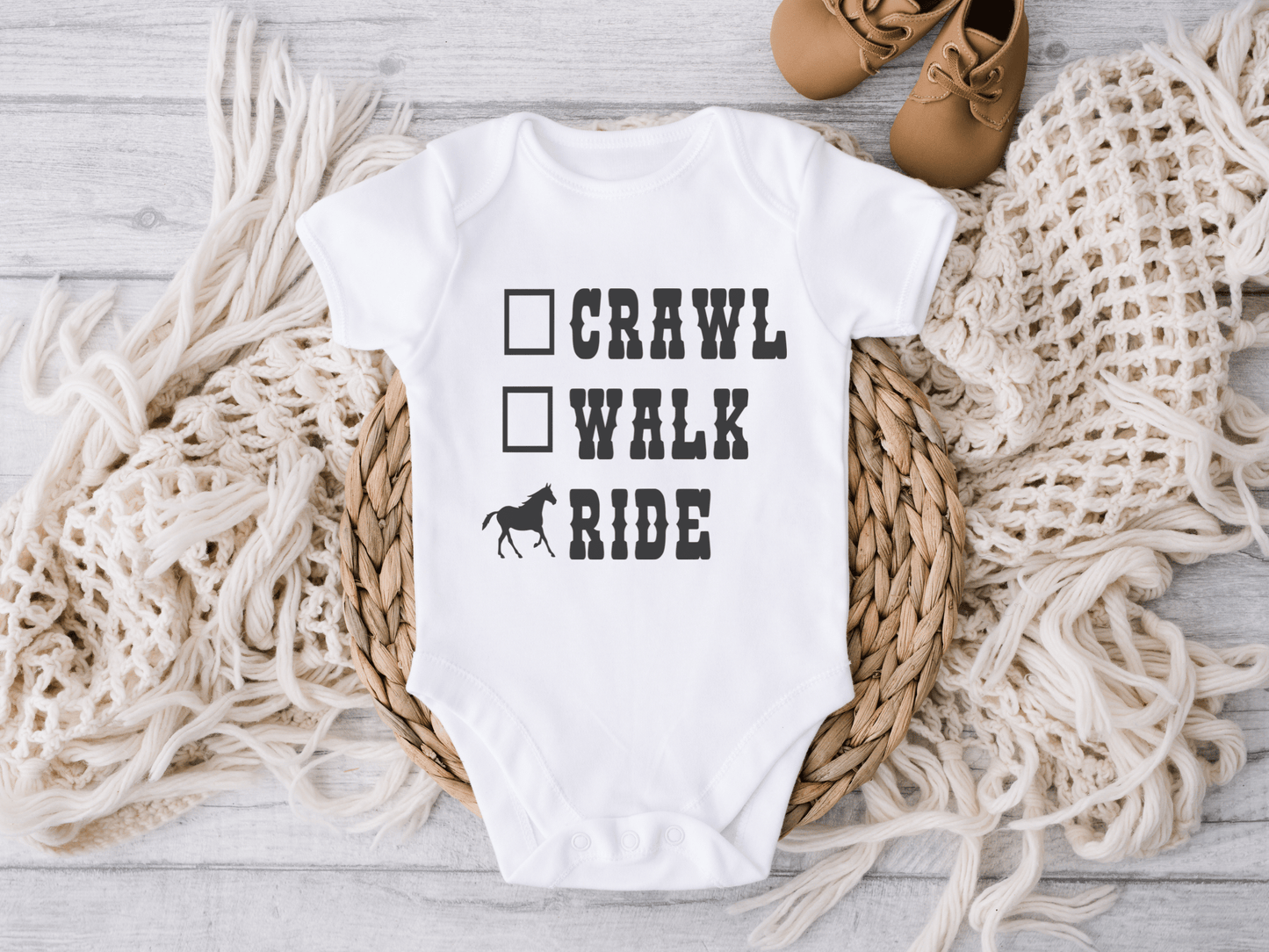 Crawl, Walk, Ride Baby Bodysuit