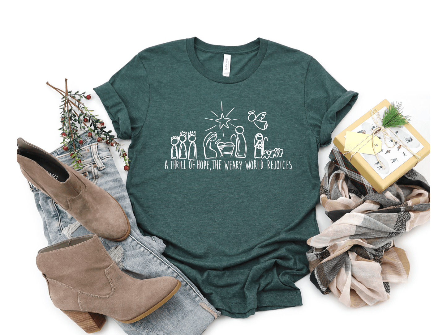 A Thrill of Hope Nativity Christmas Graphic Tee