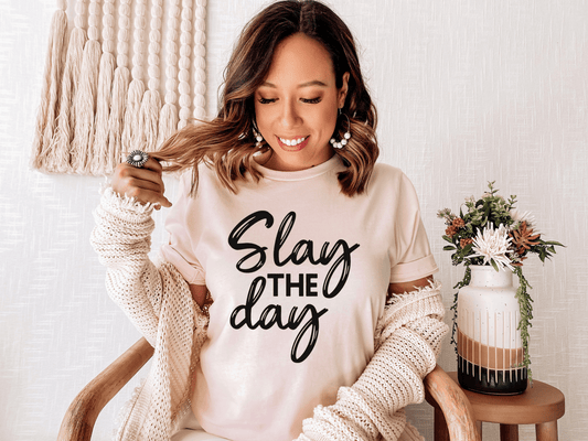Slay the Day in Black Inspirational Graphic Tee