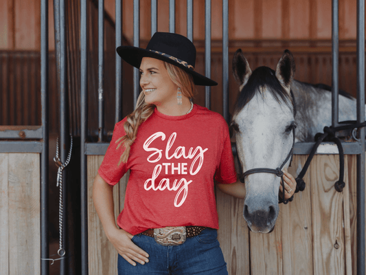 Slay the Day in White Inspirational Graphic Tee