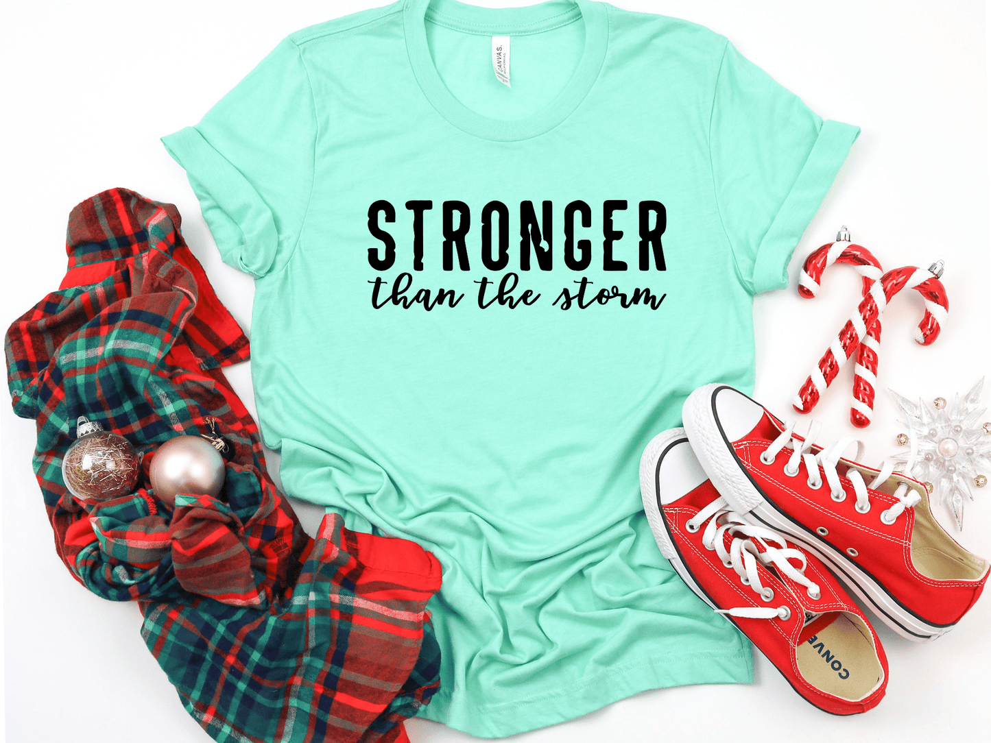 Stronger Than The Storm in Black Inspirational Graphic Tee