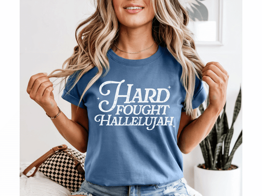 Hard Fought Halleluiah Comfort Colors® Tee – Faith-Based Graphic T-Shirt